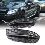 Maxbell 2 Pieces Fog Lamp Cover Set Replaces for Mercedes Benz C Class W205 With black bars