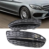 Maxbell 2 Pieces Fog Lamp Cover Set Replaces for Mercedes Benz C Class W205 With black bars