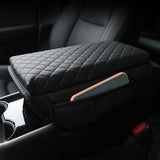 Maxbell PVC Leather Car Armrest Cover Protector Interior for Tesla Model 3/Y Black with pocket