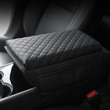 Maxbell PVC Leather Car Armrest Cover Protector Interior for Tesla Model 3/Y Black with pocket