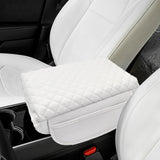 Maxbell PVC Leather Car Armrest Cover Protector Interior for Tesla Model 3/Y White with pocket