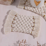 Maxbell Hand Woven Coasters Cup Pad Mats with Tassels Heat Resistant Macrame Wedding