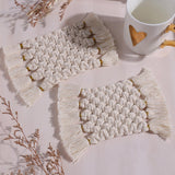 Maxbell Hand Woven Coasters Cup Pad Mats with Tassels Heat Resistant Macrame Wedding