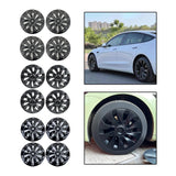 Maxbell 4Pcs 18" Hub Cap Wheel Cap Cover Automobile Durable for Tesla Model 3 Matt Black