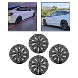Maxbell 4Pcs 18" Hub Cap Wheel Cap Cover Automobile Durable for Tesla Model 3 Matt Black