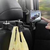 Maxbell 2 in 1 Car Headrest Hidden Hook W/Phone Holder Hidden for Grocery Cloth Argent