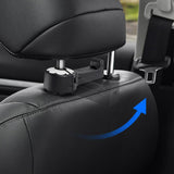 Maxbell 2 in 1 Car Headrest Hidden Hook W/Phone Holder Hidden for Grocery Cloth Argent