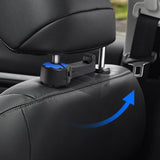 Maxbell 2 in 1 Car Headrest Hidden Hook W/Phone Holder Hidden for Grocery Cloth Blue