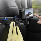 Maxbell 2 in 1 Car Headrest Hidden Hook W/Phone Holder Hidden for Grocery Cloth Blue