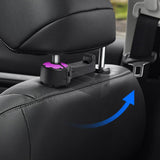 Maxbell 2 in 1 Car Headrest Hidden Hook W/Phone Holder Hidden for Grocery Cloth Purple