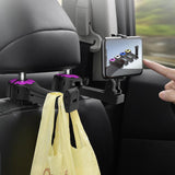 Maxbell 2 in 1 Car Headrest Hidden Hook W/Phone Holder Hidden for Grocery Cloth Purple