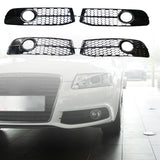 Maxbell 2Pcs Fog Light Cover Grilles for Audi A6 C6 S-Line Facelifted 08-11 Argent