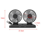 Maxbell Car Cooling Fan 2 Speeds 360 Rotation 1.8M Cord Dual Head 5V