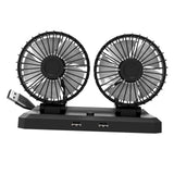 Maxbell Car Cooling Fan 2 Speeds 360 Rotation 1.8M Cord Dual Head 5V