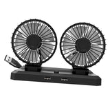 Maxbell Car Cooling Fan 2 Speeds 360 Rotation 1.8M Cord Dual Head 5V