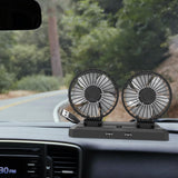 Maxbell Car Cooling Fan 2 Speeds 360 Rotation 1.8M Cord Dual Head 5V