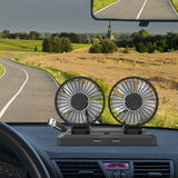 Maxbell Car Cooling Fan 2 Speeds 360 Rotation 1.8M Cord Dual Head 5V