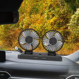 Maxbell Car Cooling Fan 2 Speeds 360 Rotation 1.8M Cord Dual Head 5V