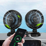 Maxbell Mini Car Cooling Fans USB Portable Personal for Sedan Office Desktop Dual Head 12V