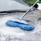 Maxbell Telescoping Car Wash Brush Mop Scratch Free Extendable with Long Handle Light Blue