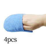 Maxbell 4x Durable Car Dashboard Soft Microfiber Cars Wax Applicator Mitten Blue