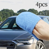 Maxbell 4x Durable Car Dashboard Soft Microfiber Cars Wax Applicator Mitten Blue