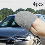 Maxbell 4x Durable Car Dashboard Soft Microfiber Cars Wax Applicator Mitten Gray