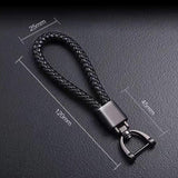 Maxbell Car Keychain D Shape Ring Classic PU Leather Universal for Men Women Black