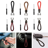 Maxbell Car Keychain D Shape Ring Classic PU Leather Universal for Men Women Black