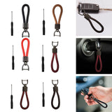 Maxbell Car Keychain D Shape Ring Classic PU Leather Universal for Men Women Black