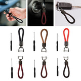 Maxbell Car Keychain D Shape Ring Classic PU Leather Universal for Men Women Black