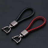 Maxbell Car Keychain D Shape Ring Classic PU Leather Universal for Men Women Black