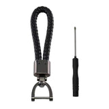 Maxbell Car Keychain D Shape Ring Classic PU Leather Universal for Men Women Black