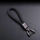 Maxbell Car Keychain D Shape Ring Classic PU Leather Universal for Men Women Black
