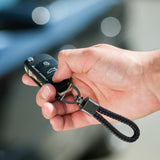 Maxbell Car Keychain D Shape Ring Classic PU Leather Universal for Men Women Black