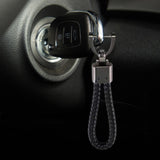 Maxbell Car Keychain D Shape Ring Classic PU Leather Universal for Men Women Black