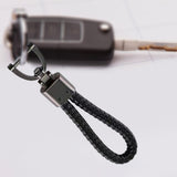 Maxbell Car Keychain D Shape Ring Classic PU Leather Universal for Men Women Black