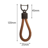 Maxbell Car Keychain D Shape Ring Classic PU Leather Universal for Men Women Brown
