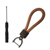 Maxbell Car Keychain D Shape Ring Classic PU Leather Universal for Men Women Brown