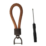 Maxbell Car Keychain D Shape Ring Classic PU Leather Universal for Men Women Brown