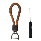 Maxbell Car Keychain D Shape Ring Classic PU Leather Universal for Men Women Brown