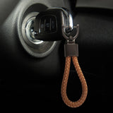 Maxbell Car Keychain D Shape Ring Classic PU Leather Universal for Men Women Brown