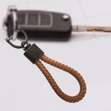 Maxbell Car Keychain D Shape Ring Classic PU Leather Universal for Men Women Brown