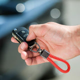 Maxbell Car Keychain D Shape Ring Classic PU Leather Universal for Men Women Red