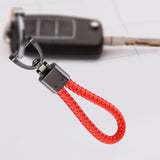 Maxbell Car Keychain D Shape Ring Classic PU Leather Universal for Men Women Red