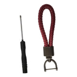 Maxbell Car Keychain D Shape Ring Classic PU Leather Universal for Men Women Dark Red