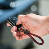 Maxbell Car Keychain D Shape Ring Classic PU Leather Universal for Men Women Dark Red