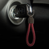 Maxbell Car Keychain D Shape Ring Classic PU Leather Universal for Men Women Dark Red