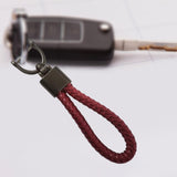 Maxbell Car Keychain D Shape Ring Classic PU Leather Universal for Men Women Dark Red