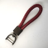 Maxbell Car Keychain D Shape Ring Classic PU Leather Universal for Men Women Dark Red